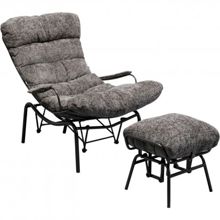 Armchair with stool Vienna Swing grey Kare Design