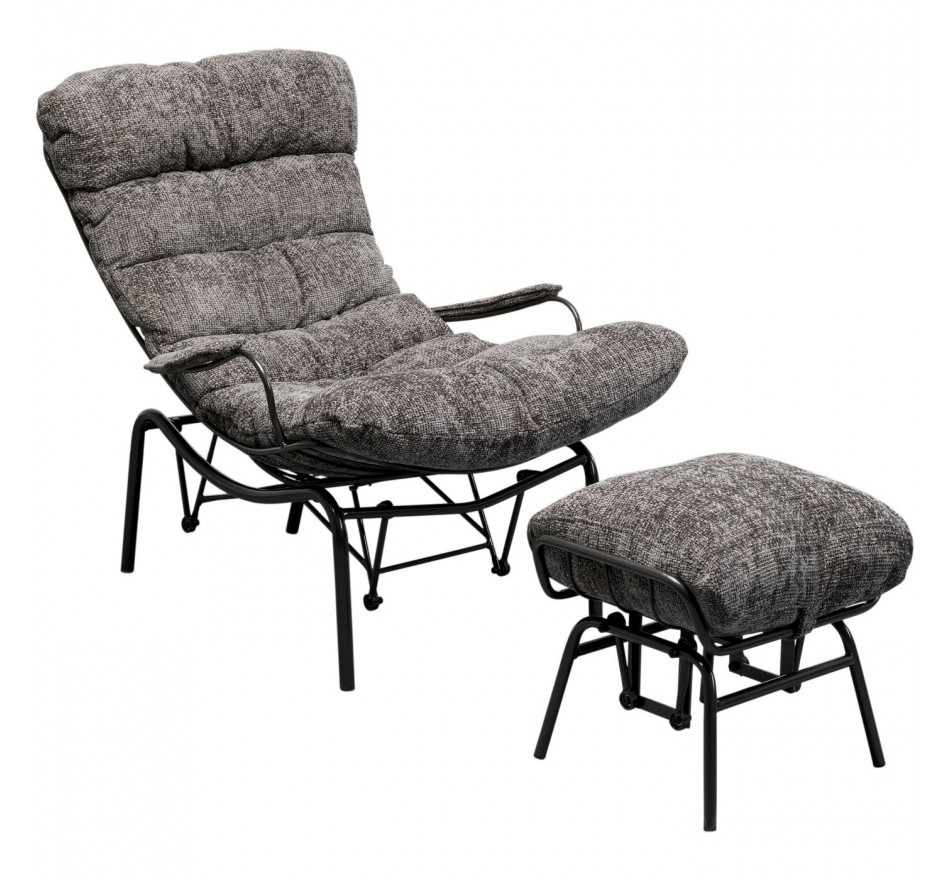 Fauteuil en Voetensteun Vienna Swing grijs Kare Design