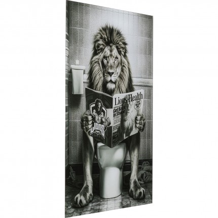 Glass Picture lion newspaper 60x80cm Kare Design