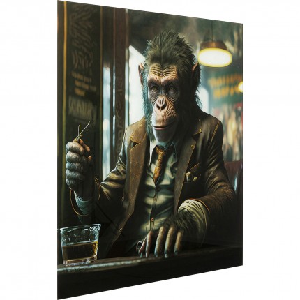 Glass Picture drinking monkey 100x100cm Kare Design