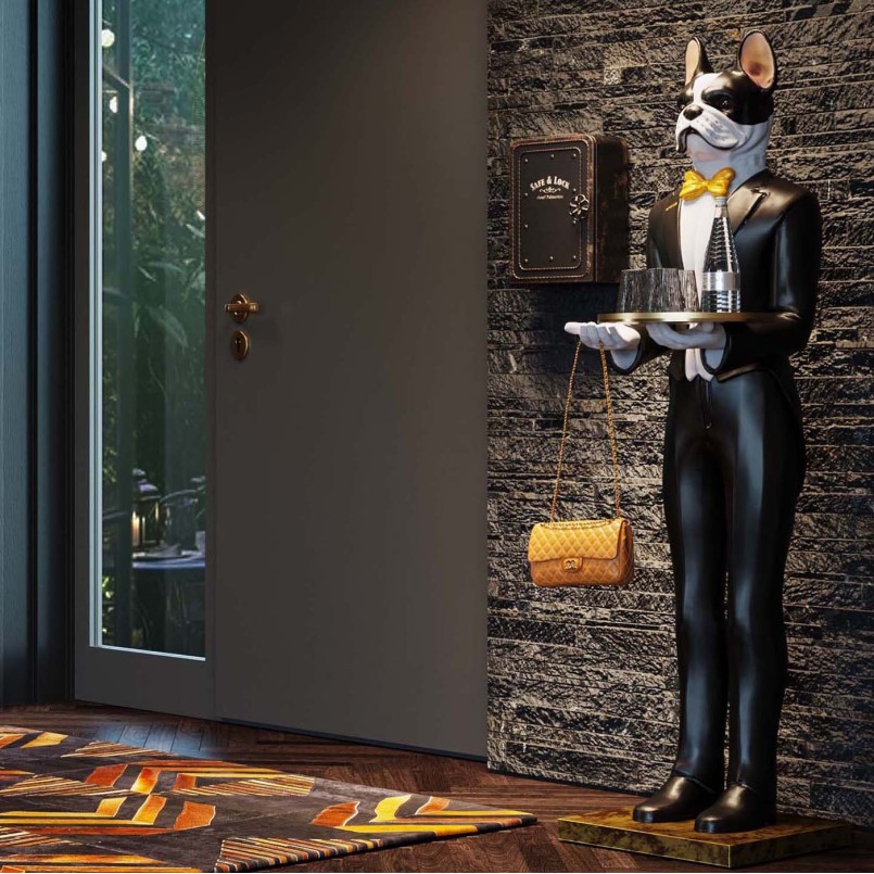 Deco XL black and white standing dog butler - Kare Design