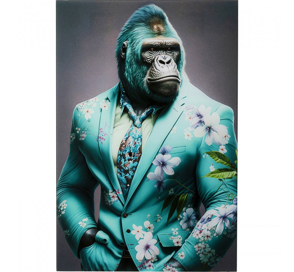 Wandfoto gorilla blauw pak 60x90cm Kare Design