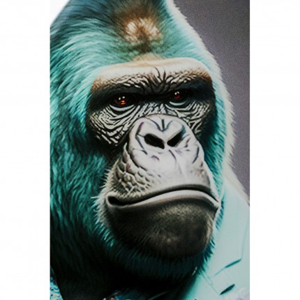 Glass Picture gorilla blue suit 60x90cm Kare Design