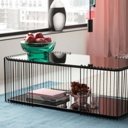 Salontafel van zwart staal en glas - Wire Double - Kare Design