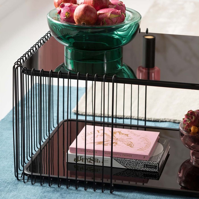 Salontafel van zwart staal en glas - Wire Double - Kare Design