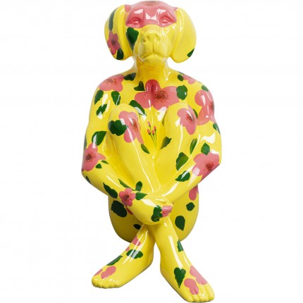 Deco Gangster yellow dog XL pink flower Kare Design