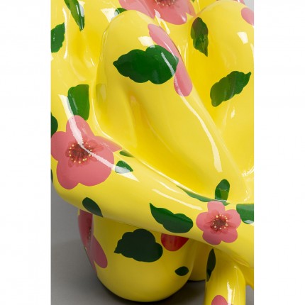 Decoratie Gangster hond geel XL roze bloem Kare Design