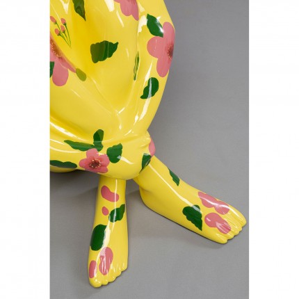 Decoratie Gangster hond geel XL roze bloem Kare Design