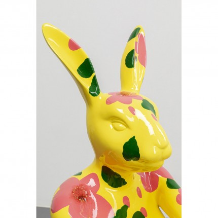 Decoratie Gangster konijn geel XL roze bloem Kare Design