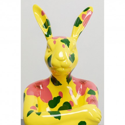 Deco Gangster yellow rabbit XL pink flowers Kare Design