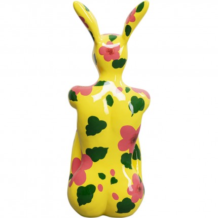 Deco Gangster yellow rabbit XL pink flowers Kare Design