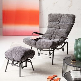 Grijze schommelstoel met voetensteun - Vienna - Kare Design