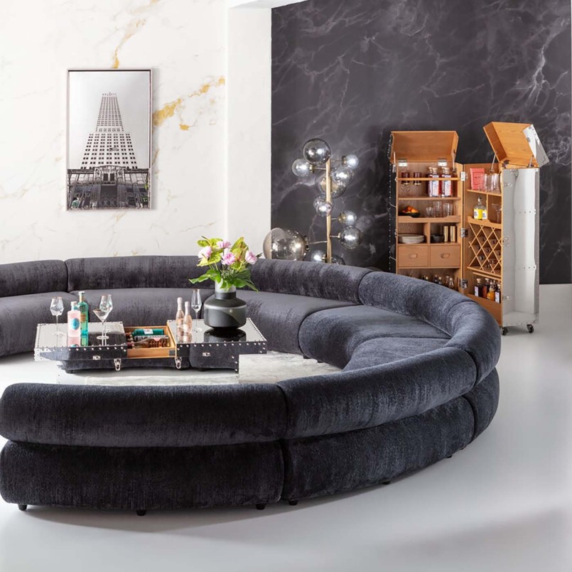 Bar-coffre argenté sur roulettes - Vegas - Kare Design