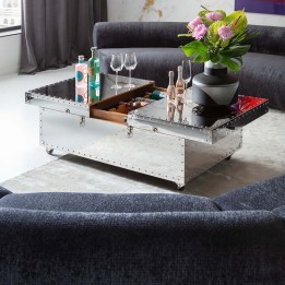 Table basse de bar argentée sur roulettes - Vegas - Kare Design
