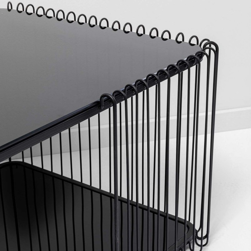 Salontafel van zwart staal en glas - Wire Double - Kare Design