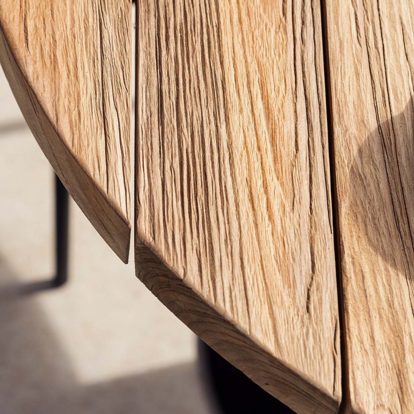 Table de jardin ronde en teck et acier - Rosie - Gescova