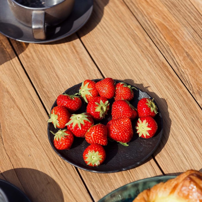 Ronde tuintafel van teak en staal - Rosie - Gescova