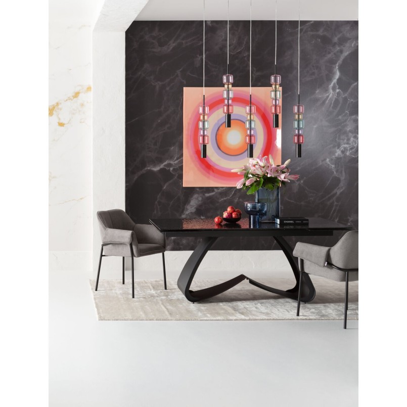Chaise avec accoudoirs en tissu tressé gris - Bess - Kare Design