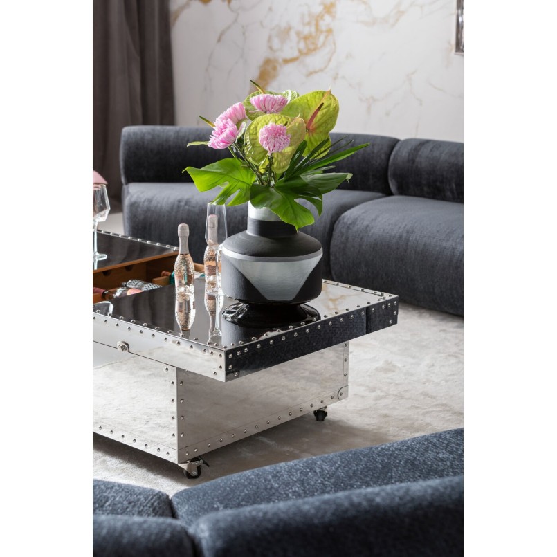 Table basse de bar argentée sur roulettes - Vegas - Kare Design