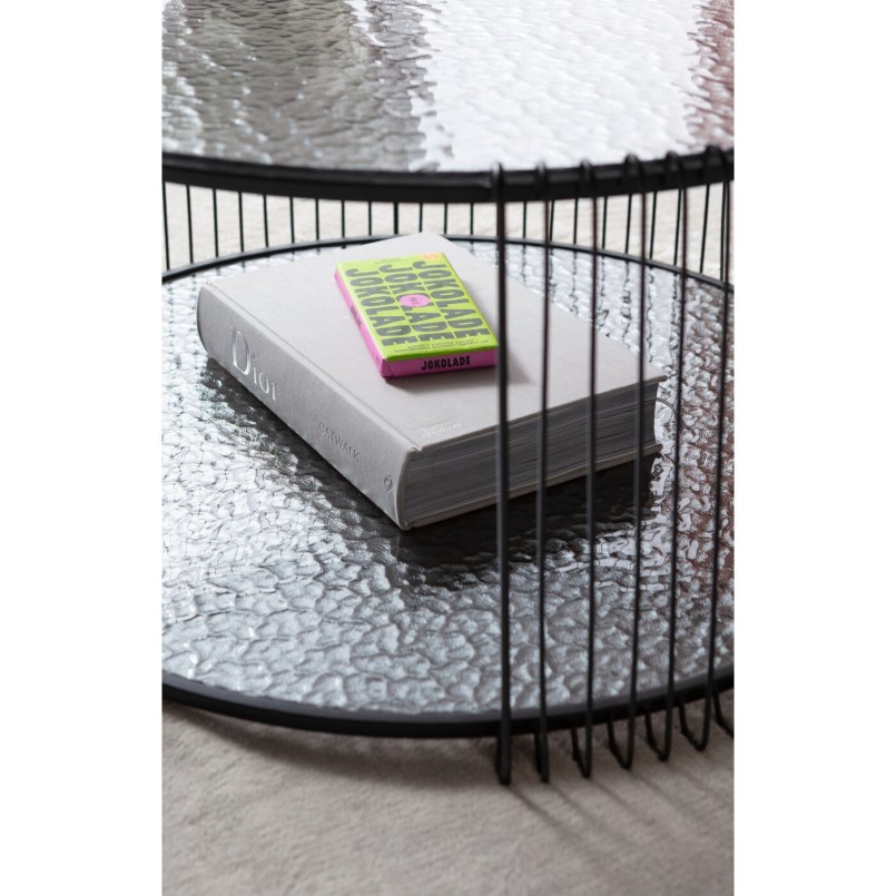Tables basses noires en verre texturé - Wire Double Bubble - Kare Design