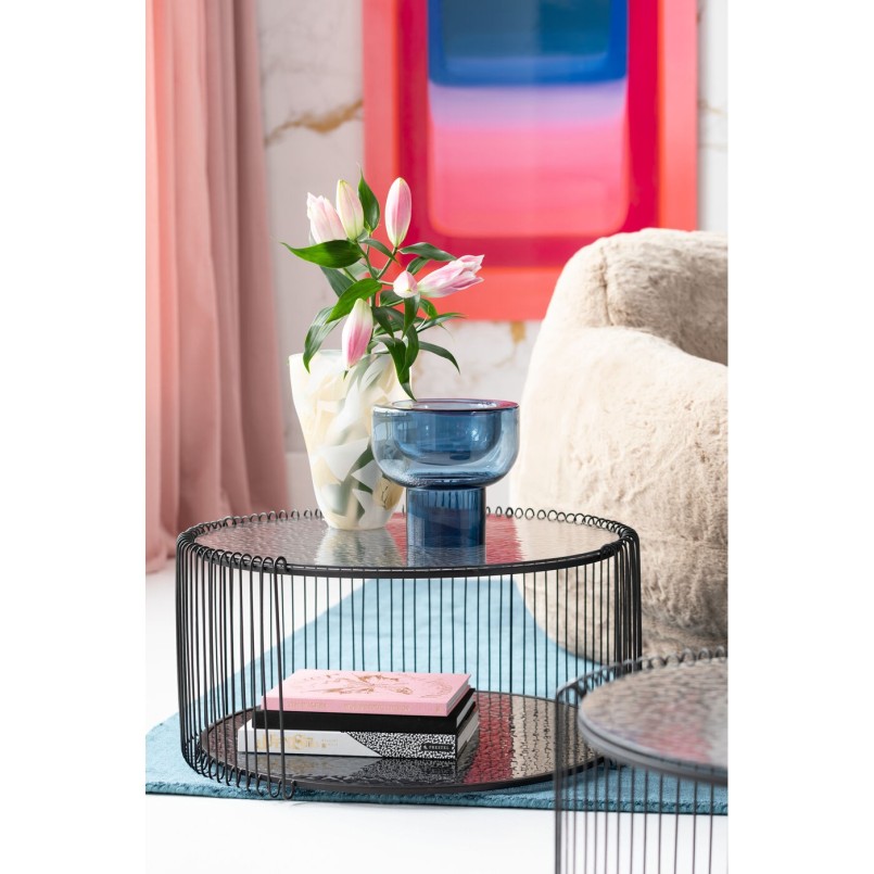 Tables basses noires en verre texturé - Wire Double Bubble - Kare Design