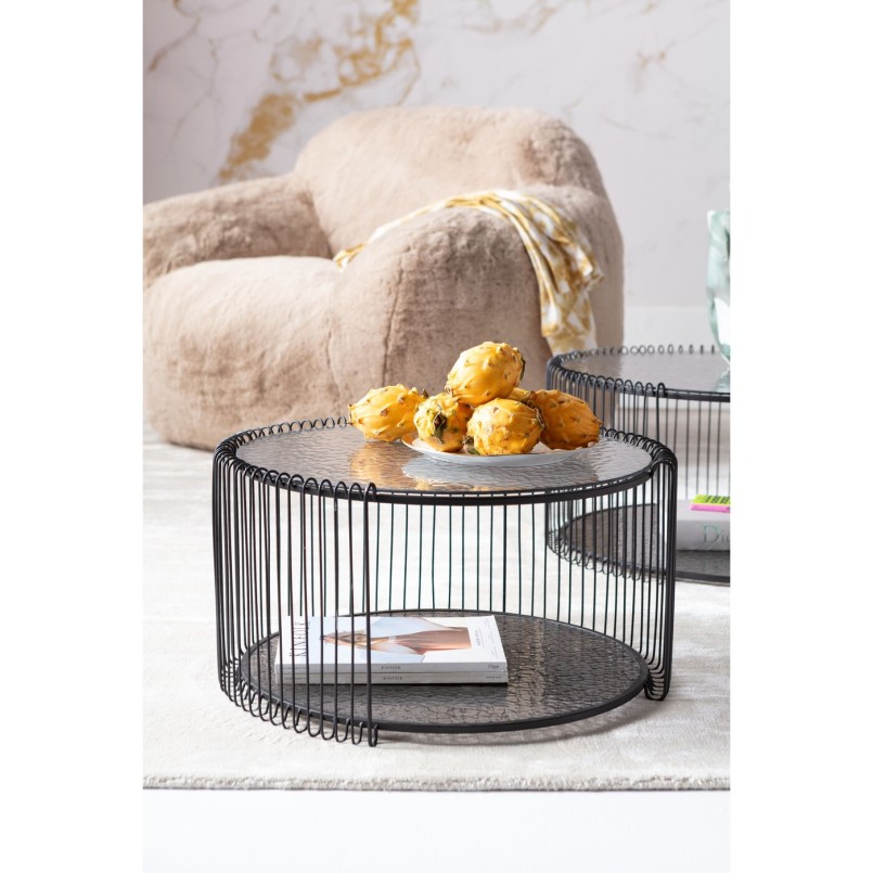 Tables basses noires en verre texturé - Wire Double Bubble - Kare Design