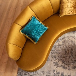 Petroleum blue fringe cushion - Cannes - Kare Design