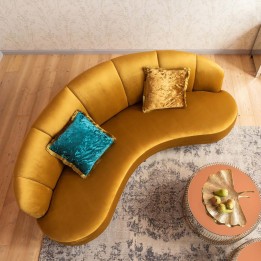 Coussin rétro jaune à franges - Cannes - Kare Design