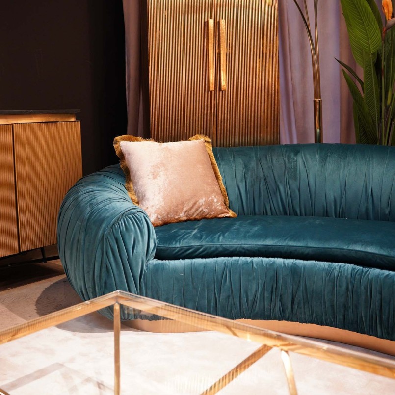 Retro cushion with beige velvet bangs - Cannes - Kare Design