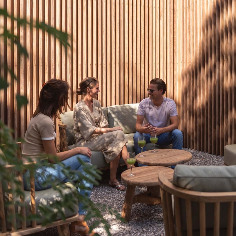 Round garden coffee table in reclaimed teak - Ferdi - Gescova
