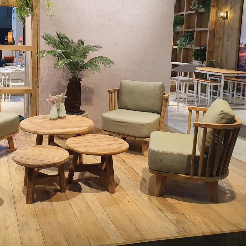 Ronde salontafel in hergebruikt teakhout - Ferdi - Gescova