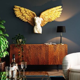 Déco murale buste de femme avec des ailes dorées - Kare Design