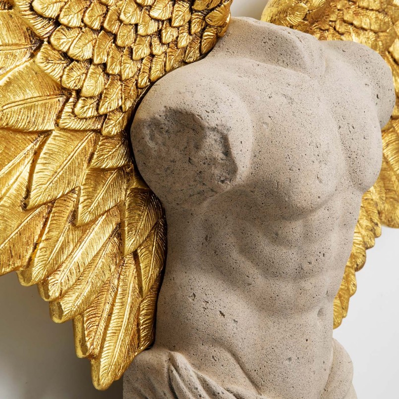 Wanddecoratie mannenbuste met gouden vleugels - Kare Design