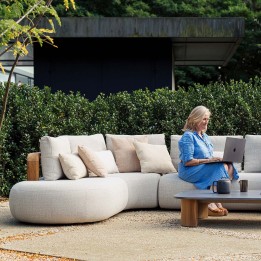 Cream teak garden armchair - Mila - Gescova