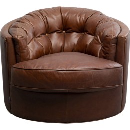 Fauteuil pivotant Music Hall cuir marron