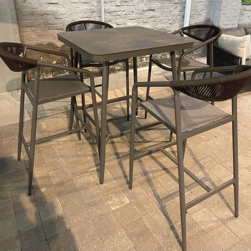 Tabouret de bar avec accoudoirs gris en aluminium -  Genève - Gescova