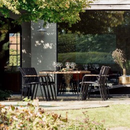 Table de jardin en acier et teck recyclé - Fanny - Gescova