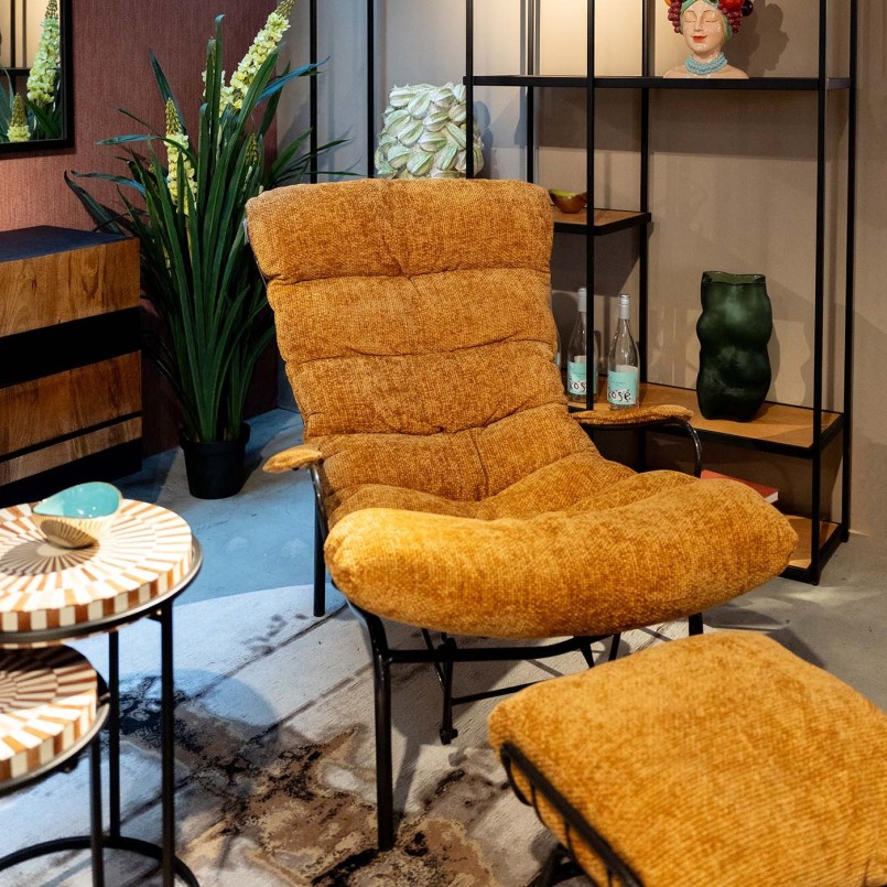 Fauteuil et repose-pieds jaune à balancement - Vienna - Kare Design