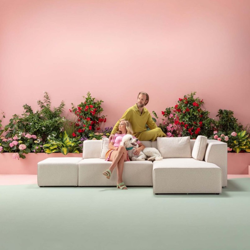 Canapé d'angle contemporain beige - Infinity Ottomane - Kare Design