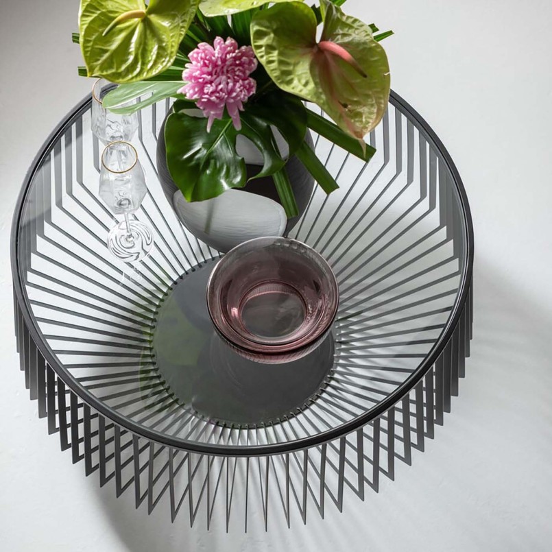 Table basse en verre et acier noir - Corinne - Kare Design
