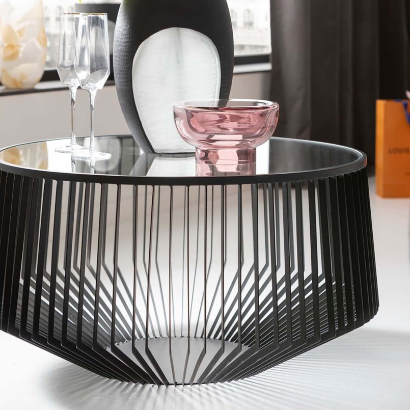 Table basse en verre et acier noir - Corinne - Kare Design