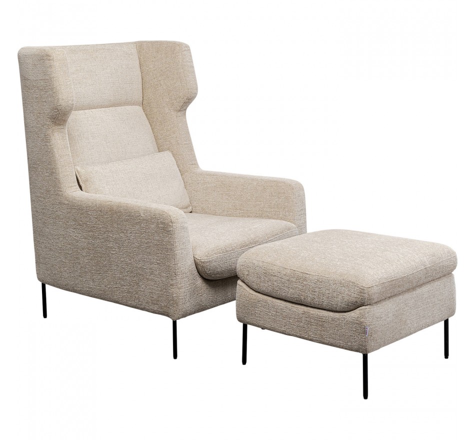 Fauteuil en Voetensteun Quinn beige Kare Design