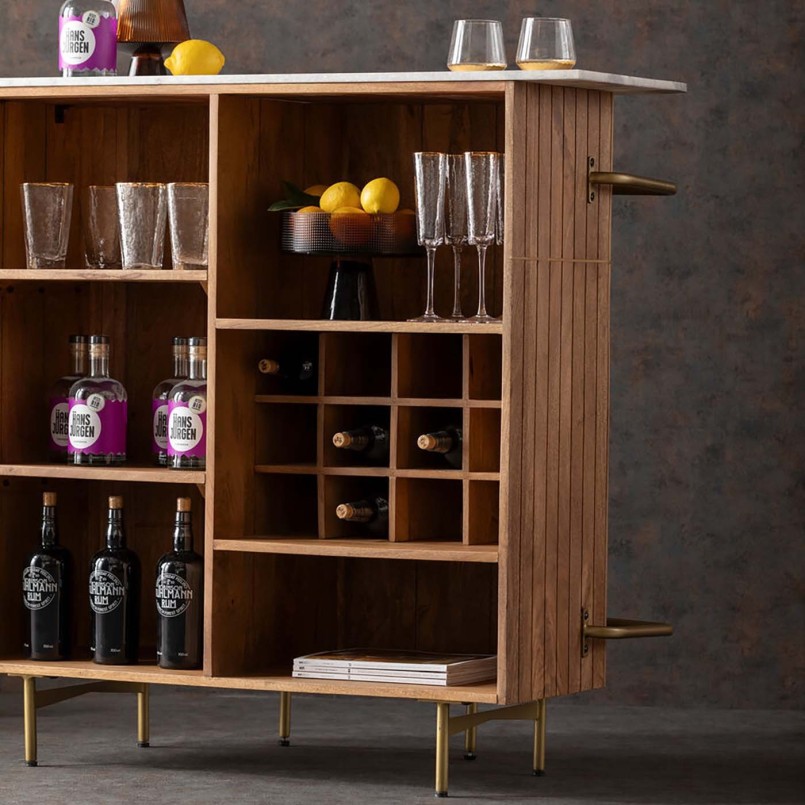 Bar van massief mango en wit marmer - Grace - Kare Design