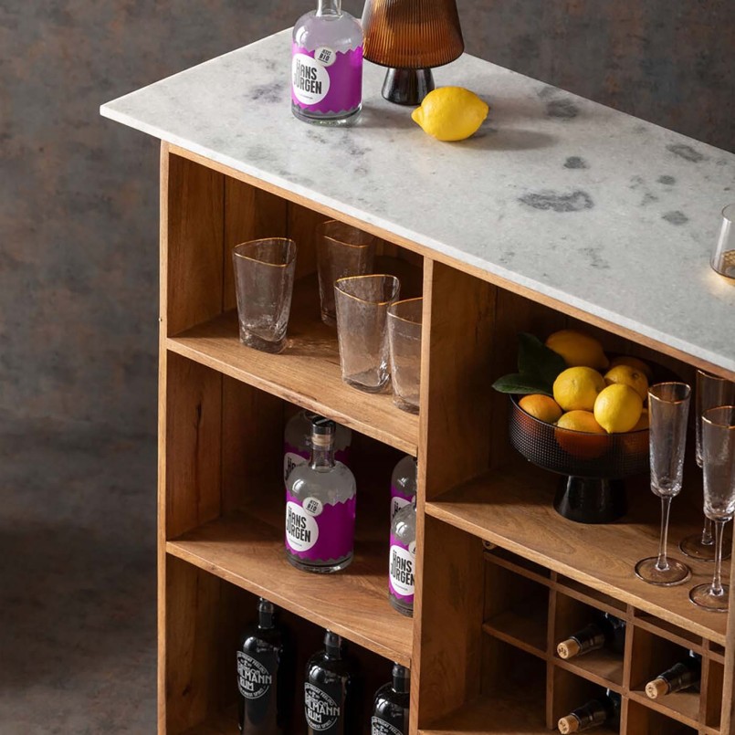 Solid mango and white marble bar - Grace - Kare Design