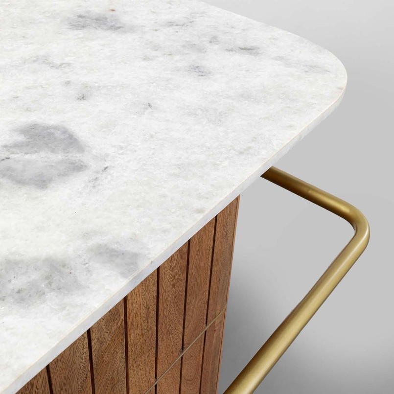 Solid mango and white marble bar - Grace - Kare Design