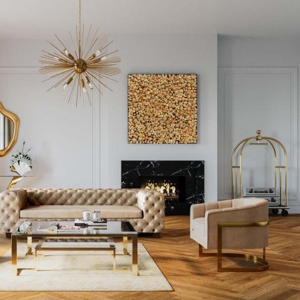 Picture Frame gold flowers 120x120cm Kare Design