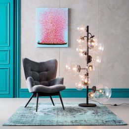 Tableau fleurs pirogue bleu et rose - Touched - Kare Design