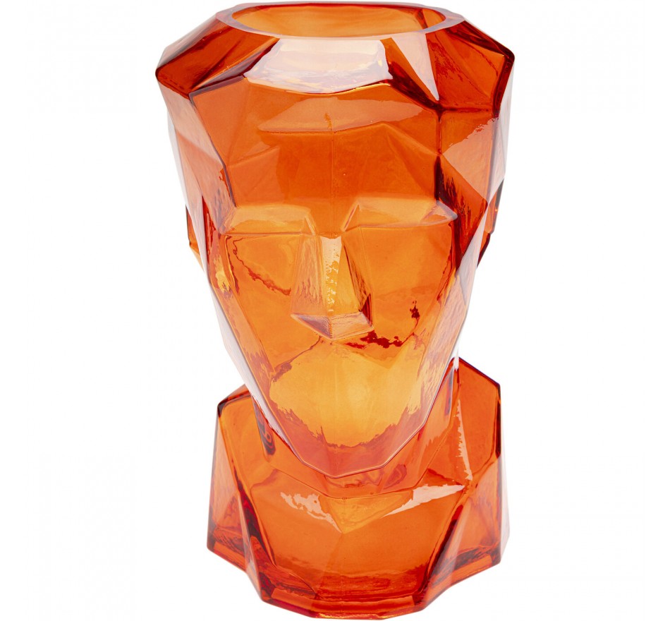 Vaas Prisma gezicht oranje 30cm Kare Design