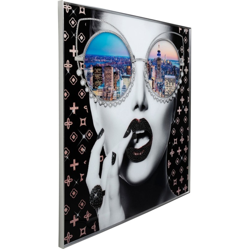 Vrouw met bril ingelijste poster - NY View - Kare Design