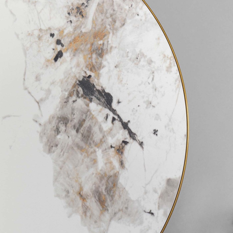 Ronde bijzettafel in wit steengoed en houteffect - Cono - Kare Design